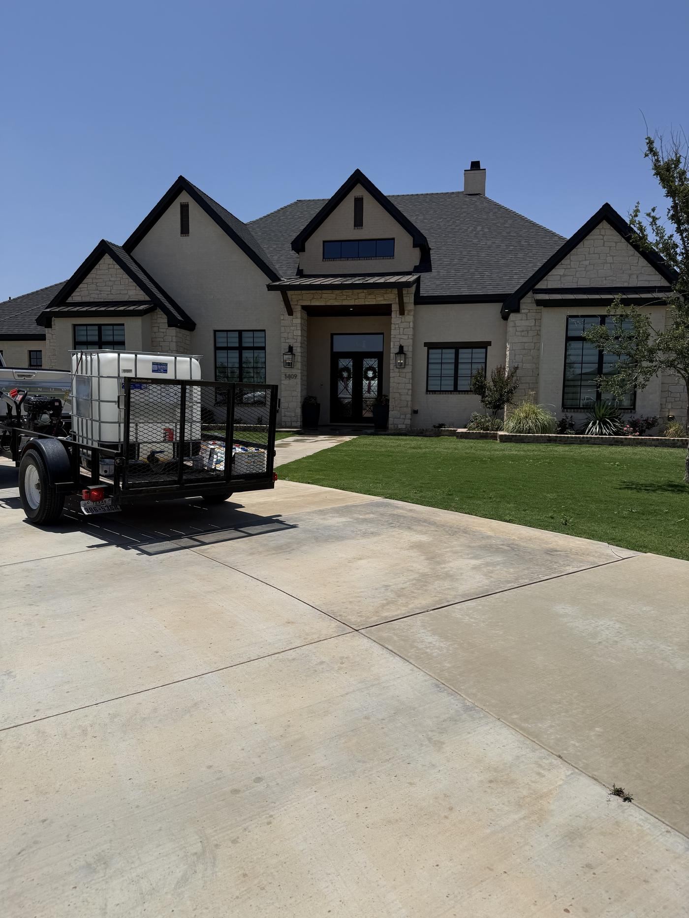 Pressure washing driveway