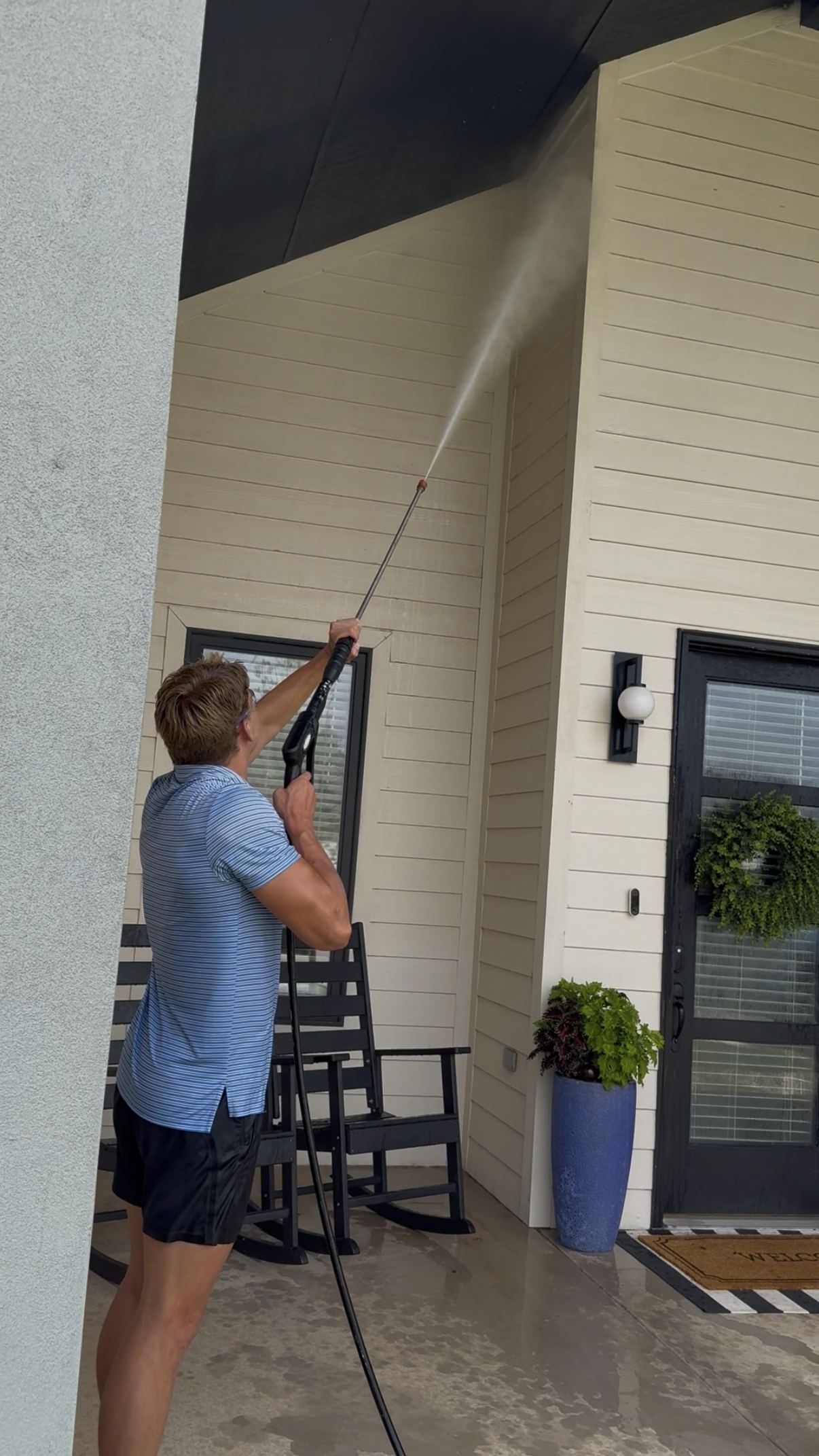 EverMoore crew soft washing a Lubbock home